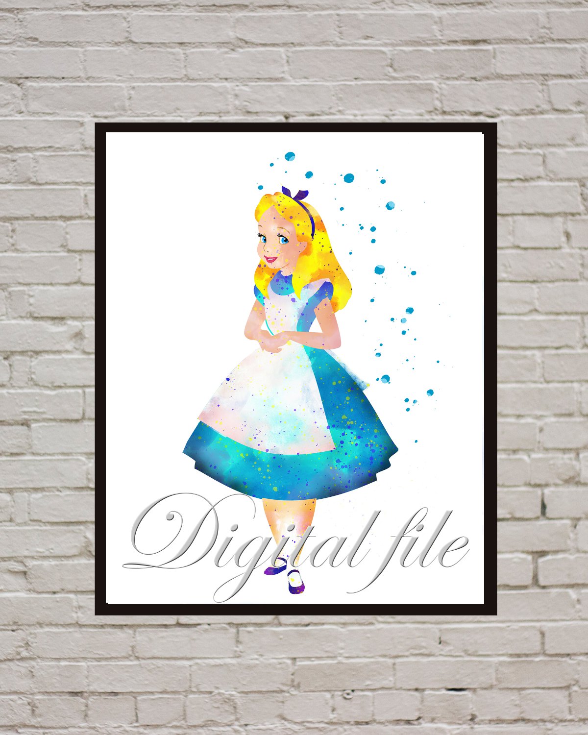 Digital files, Alice In Wonderland Disney print, poster watercolor nursery room decor