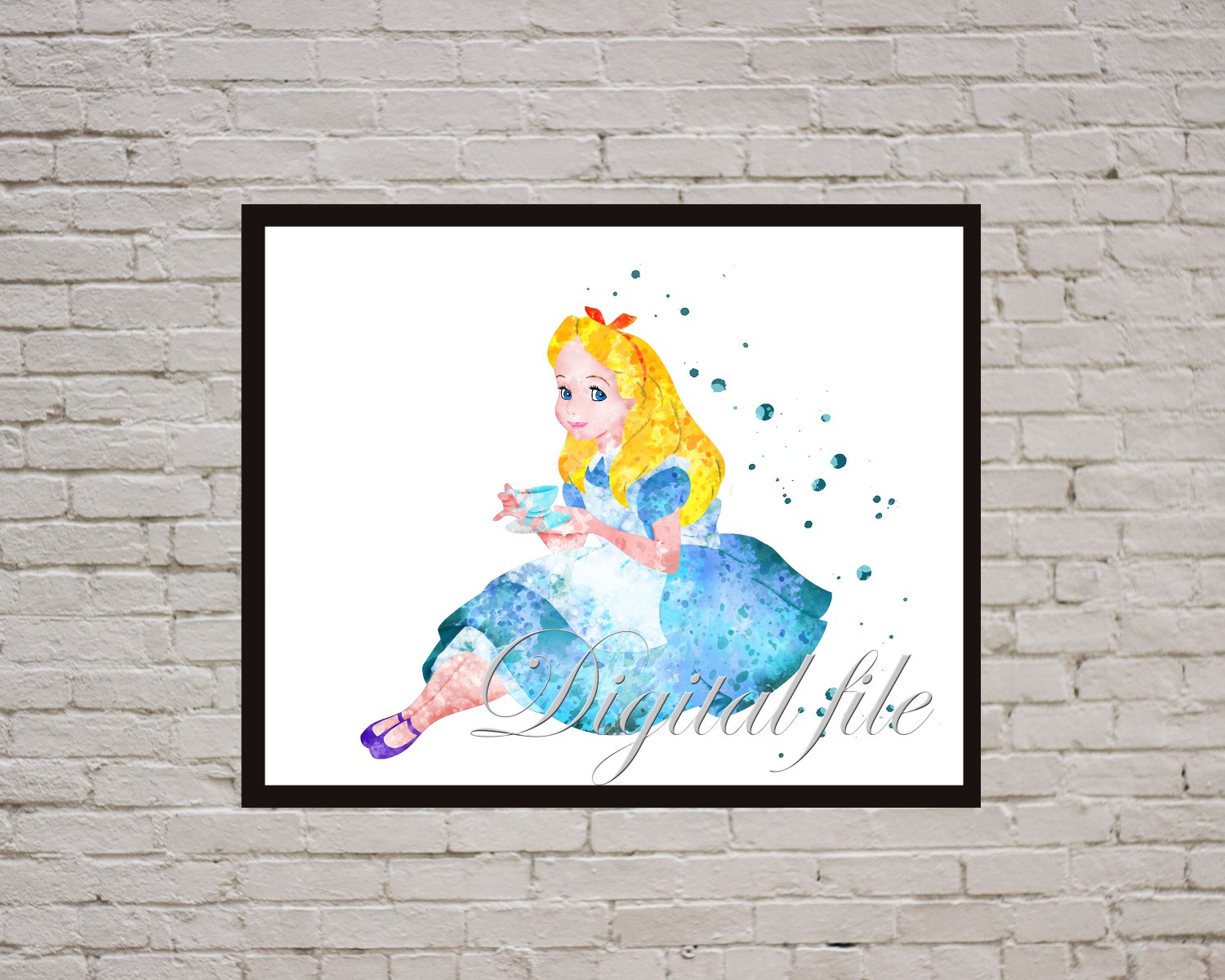 Digital files, Alice In Wonderland Disney print, poster watercolor nursery room decor