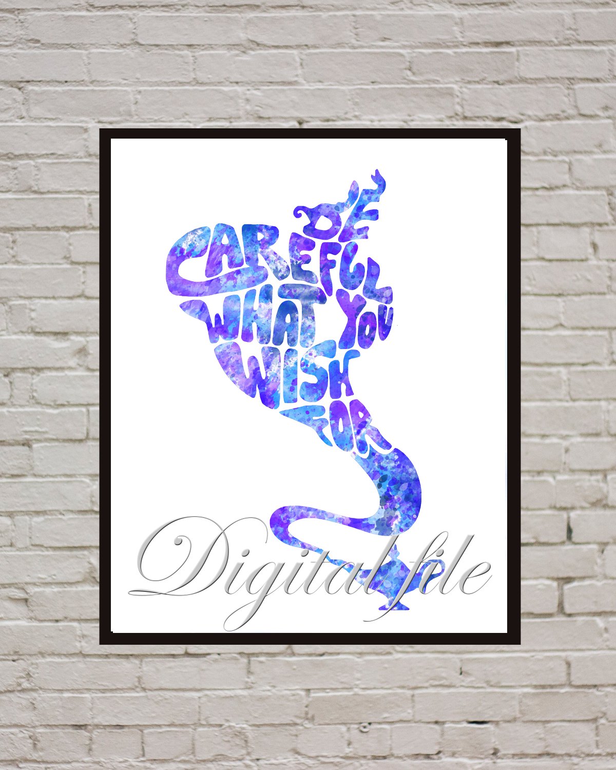 Digital file, Disney Genie Aladdin print, poster watercolor nursery room home decor