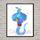 Digital file, Disney Genie Aladdin print, poster watercolor nursery room home decor