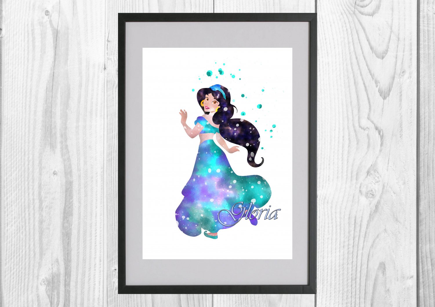 Digital file, Disney Jasmine Aladdin print, poster watercolor nursery room home decor