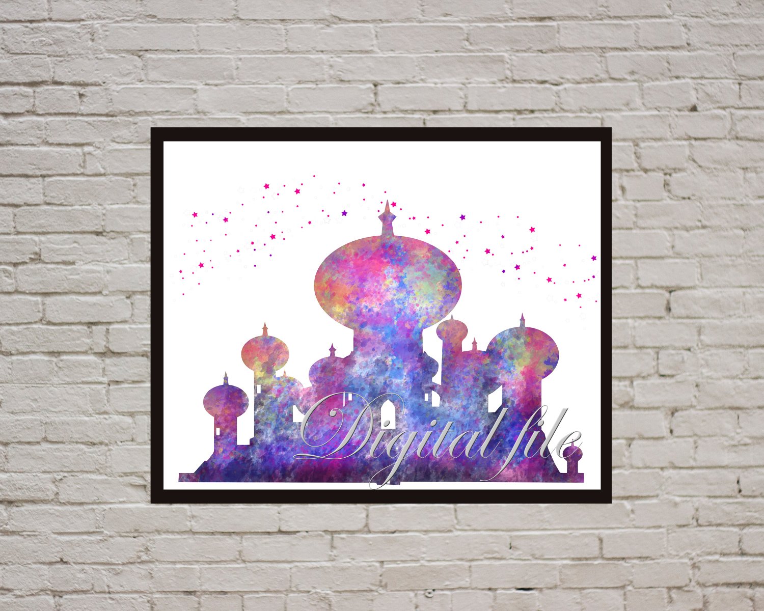 Digital file, Disney Agroba Aladdin print, Abu poster watercolor nursery room home decor