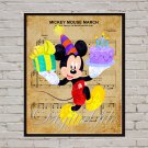 Digital file, Mickey Mouse Disney Music print, baby poster watercolor nursery room home decor