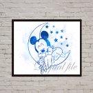 Digital file, Mickey Mouse Disney print, baby poster watercolor nursery room home decor