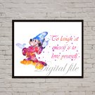 Digital file, Mickey Mouse Disney print, baby poster watercolor nursery room home decor