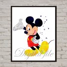 Digital file, Mickey Mouse Disney print, baby poster watercolor nursery room home decor