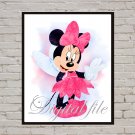 Digital file, Minnie Mouse Disney print, baby poster watercolor nursery room home decor
