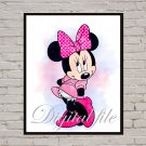 Digital file, Minnie Mouse Disney print, baby poster watercolor nursery room home decor
