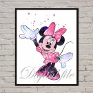 Digital file, Minnie Mouse Disney print, baby poster watercolor nursery room home decor
