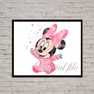 Digital file, Minnie Mouse Disney print, baby poster watercolor nursery room home decor