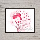 Digital file, Minnie Mouse Disney print, baby poster watercolor nursery room home decor
