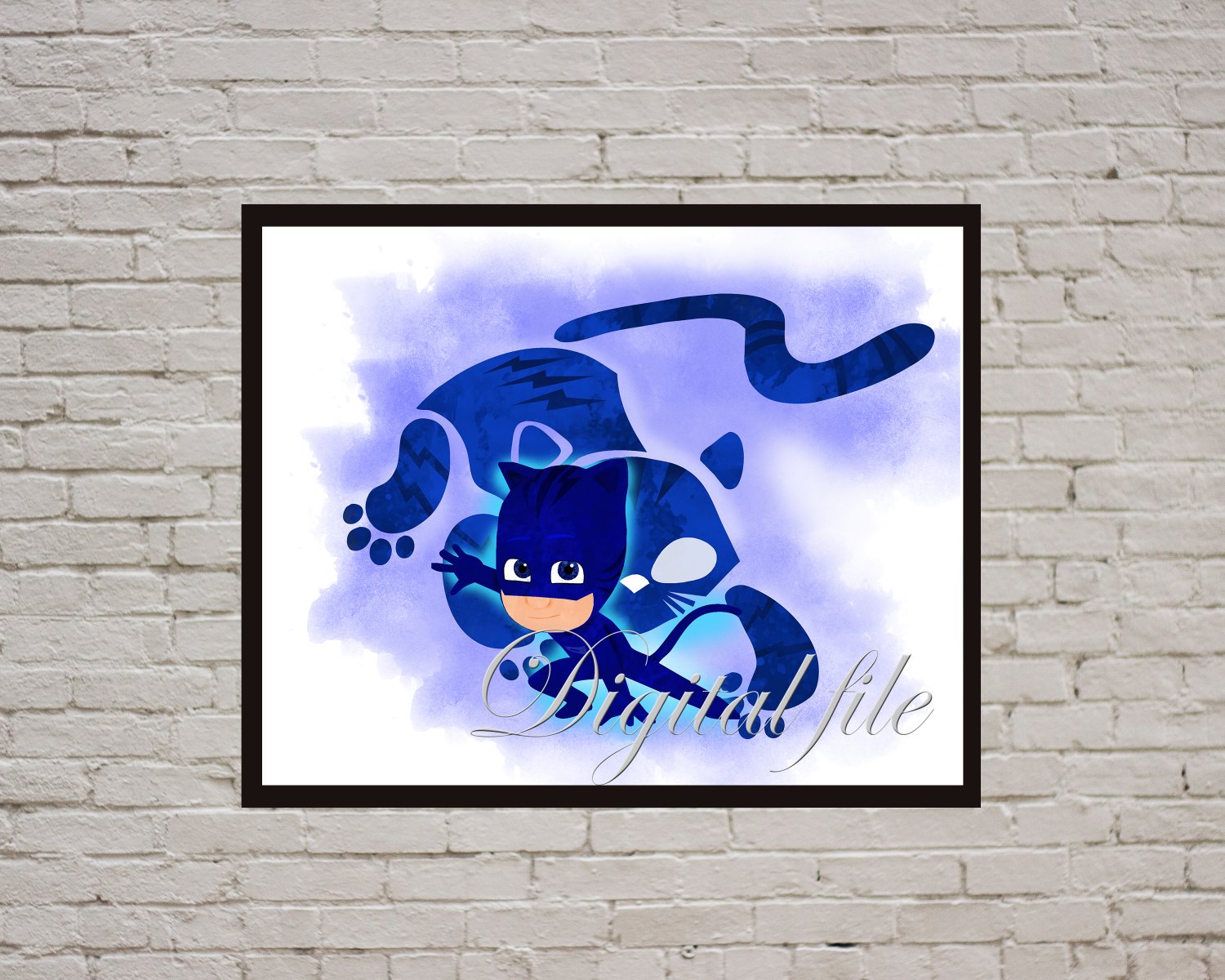 Digital files, PJ Masks Conner Catboy print, poster watercolor nursery room home decor,