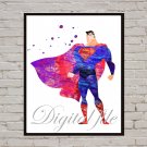 Digital file, Superman Superheroes DC print, poster watercolor nursery room home decor