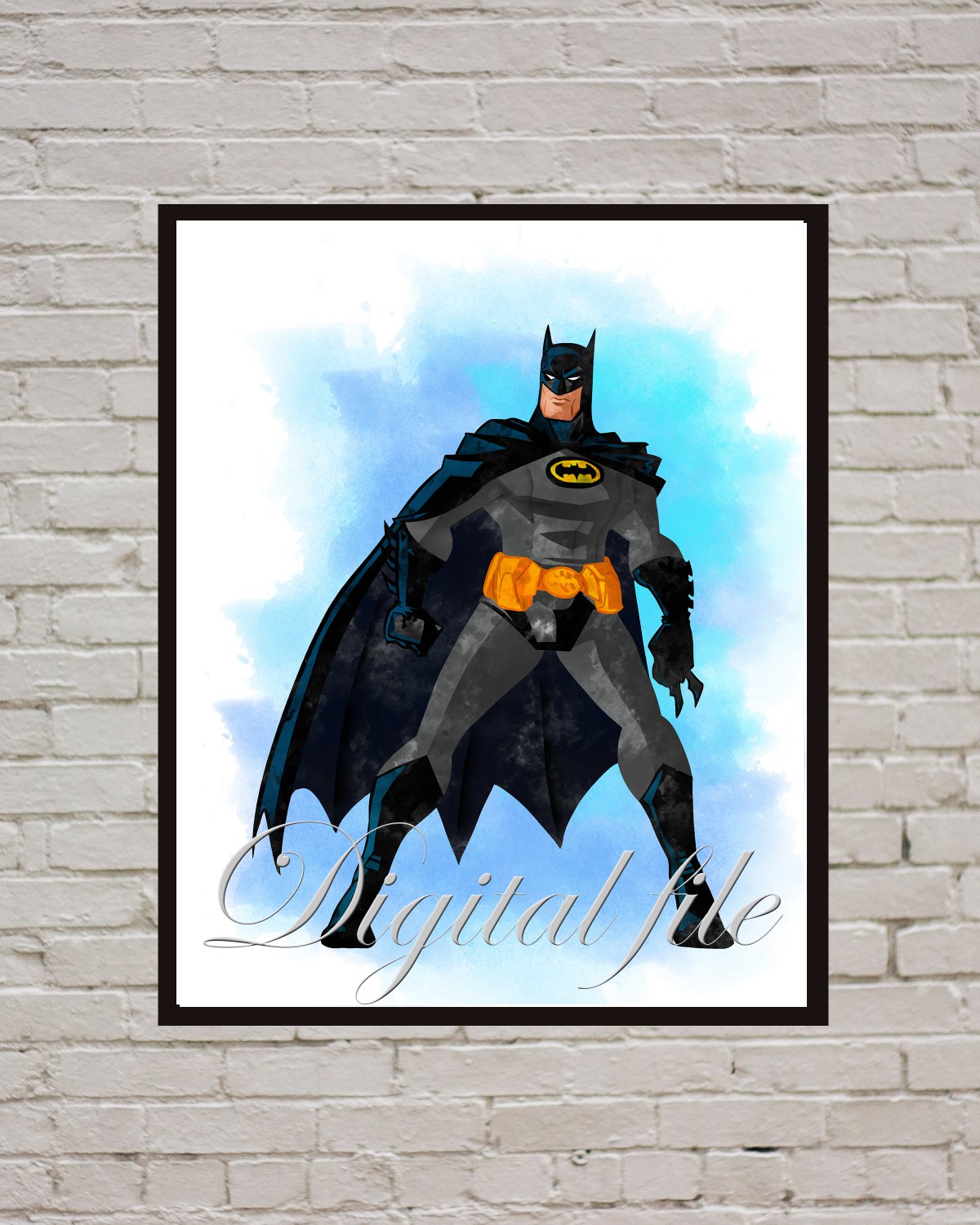 Digital file, Batman Superhero print, poster watercolor nursery room home decor