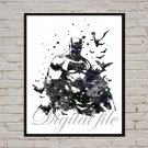 Digital file, Batman Superhero print, poster watercolor nursery room home decor