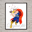 Digital file, Thor Superheroes Marvel Thor Comic print, poster watercolor nursery room home decor
