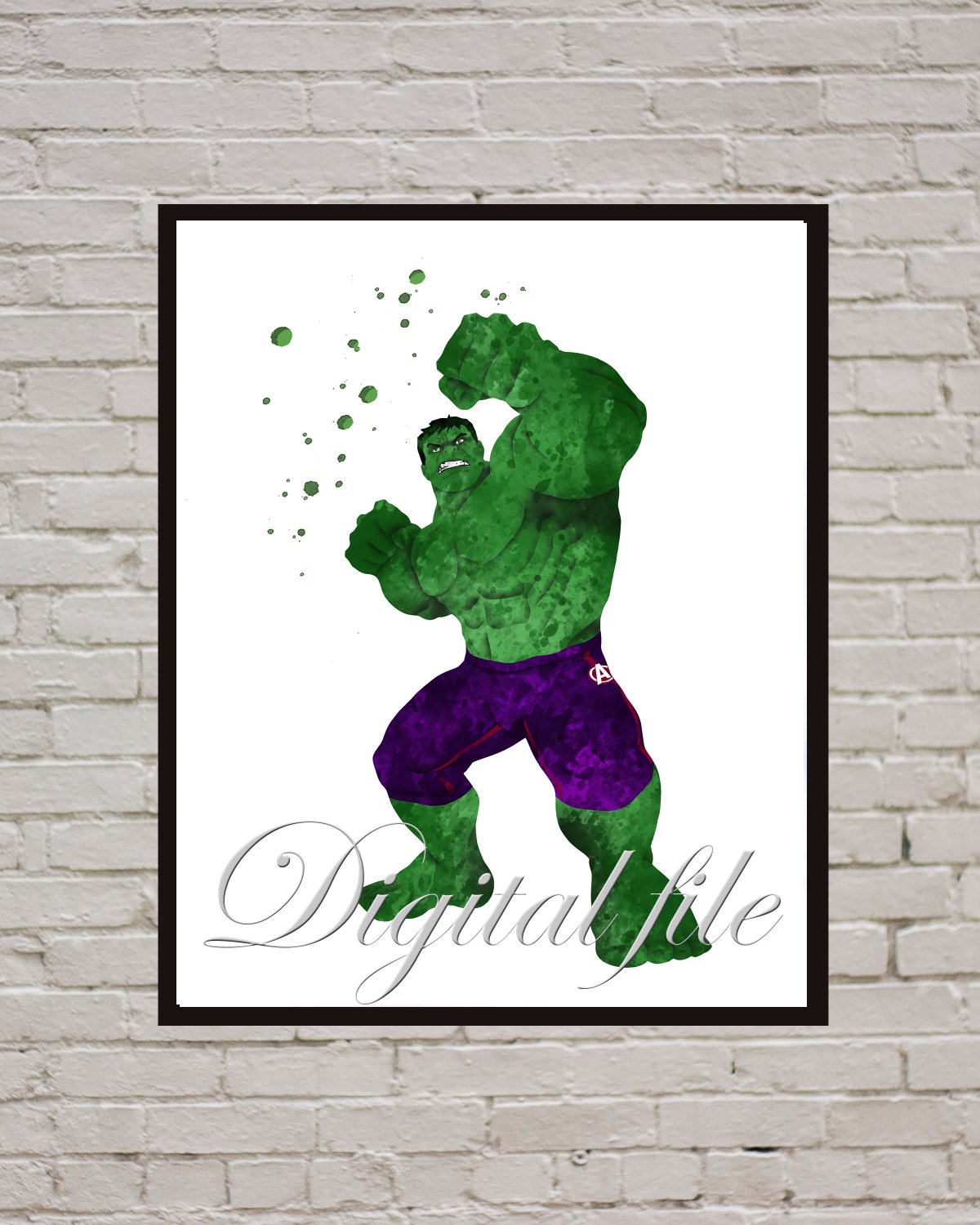 Digital file, Hulk Superheroes Marvel Thor Comic print, poster watercolor nursery room home decor