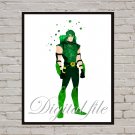 Digital file, Green Arrow Comic Superheroes DC print, poster watercolor nursery room home decor