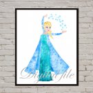 Digital file, Frozen Elsa Disney print, poster watercolor nursery room home decor