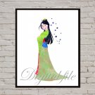 Digital file, Mulan Disney print, baby poster watercolor nursery room home decor