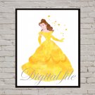 Digital file, Belle Disney print, Belle poster watercolor nursery room decor