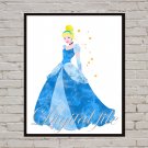 Digital file, Cinderella Disney print, poster watercolor nursery room home decor