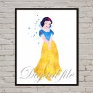 Digital file, Snow White Disney print, baby poster watercolor nursery room home decor
