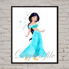 Digital file, Disney Jasmine Aladdin print, poster watercolor nursery room home decor