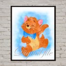 Digital file, AristoCats Toulouse Disney print, poster watercolor nursery room home decor,