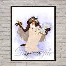 Digital file, Owl Winnie the Pooh Disney print, poster watercolor nursery room home decor