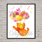 Digital file, Piglet Winnie the Pooh Disney print, poster watercolor nursery room home decor