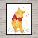 Digital file, Winnie the Pooh Disney print, poster watercolor nursery room home decor