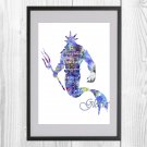 Digital file, Little Mermaid Triton Disney print, poster watercolor nursery room home decor