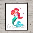 Digital file, Little Mermaid Ariel Disney print, poster watercolor nursery room home decor