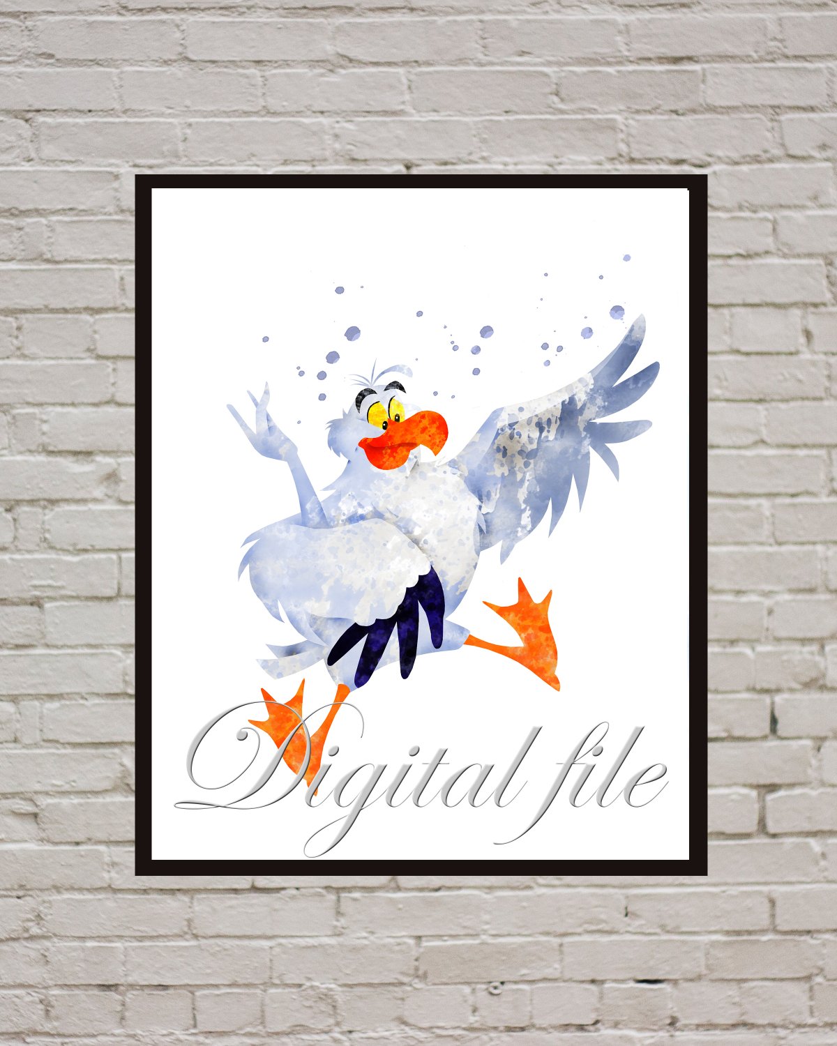 Digital file, Little Mermaid Skattl Disney print, poster watercolor nursery room home decor