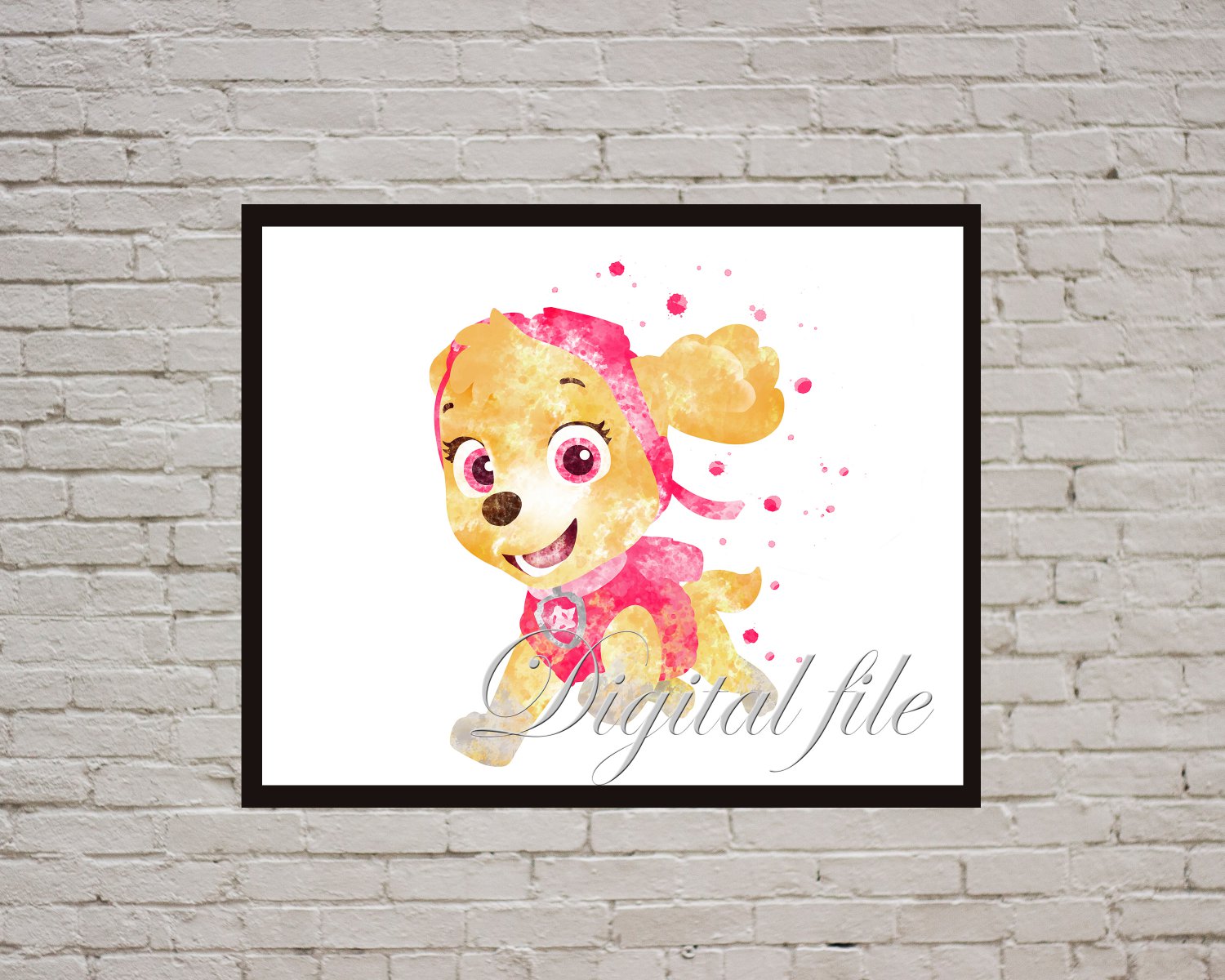 Digital file, PAW Patrol Skye print, poster watercolor nursery room home decor