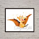 Digital file, Land Before Time Petrie Disney print, poster watercolor nursery room home decor