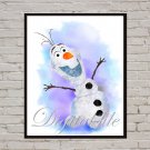 Digital file, Frozen Olaf Disney print, poster watercolor nursery room home decor