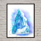 Digital file, Frozen castle Disney print, poster watercolor nursery room home decor