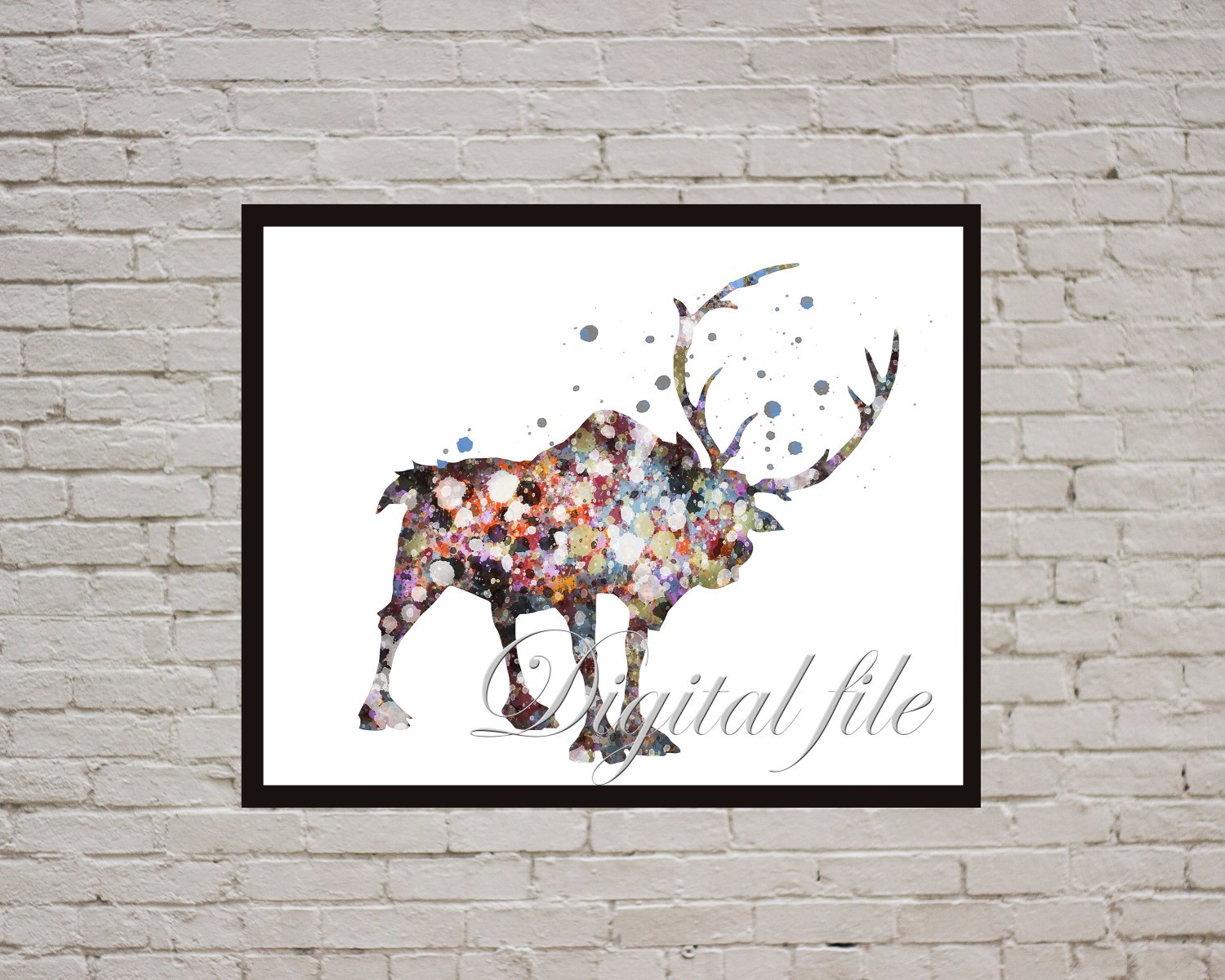 Digital file, Frozen Sven Disney print, poster watercolor nursery room home decor