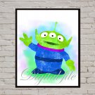 Digital file, Toy Story Squeeze Toy Aliens Disney print, poster watercolor nursery room home decor