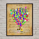 Digital files, Up note, Music print, Balloons poster watercolor nursery room wall decor