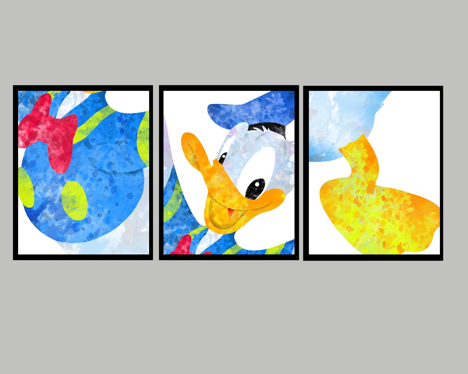 Digital files, Donald Duck Disney Set print, poster watercolor nursery room home decor
