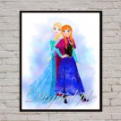 Digital file, Frozen Anna Elsa Disney Set print, poster watercolor nursery room home decor