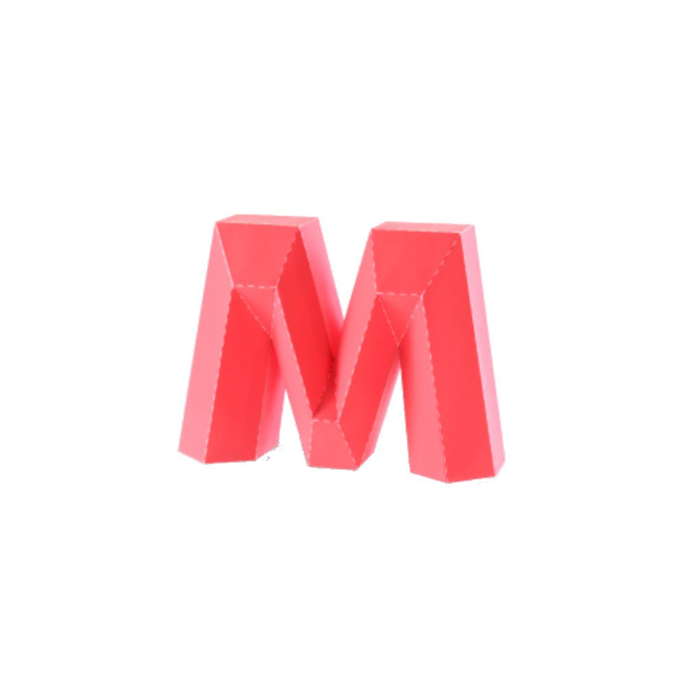 Letter M 3D Alphabet Paper Model Template Kit PDF Download