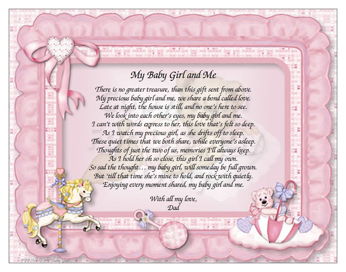 My Baby Girl and Me From Dad Parent Child Poetry Art 8.5 x 11