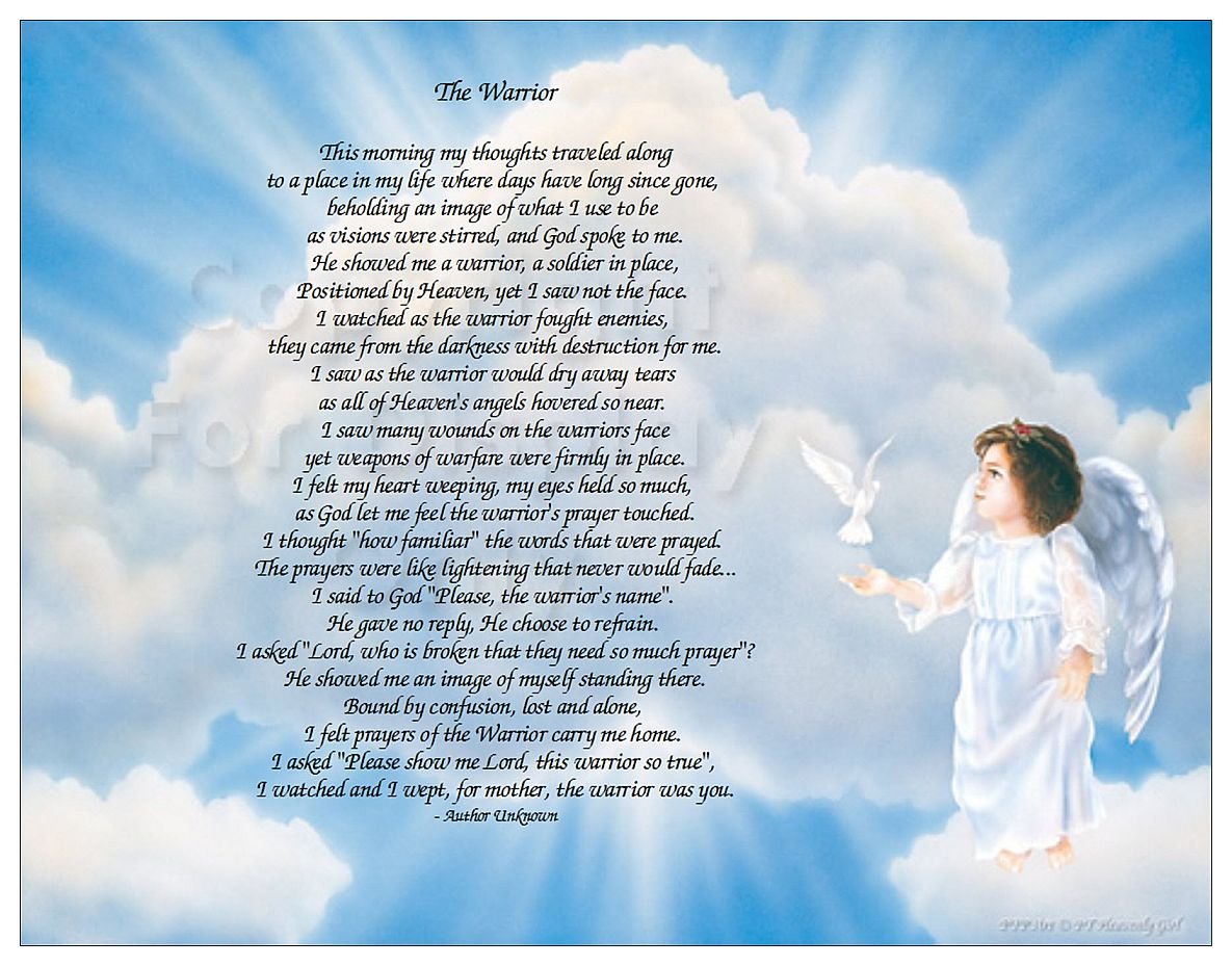 The Warrior Christian Poem Heavenly Girl Art 8.5 x 11