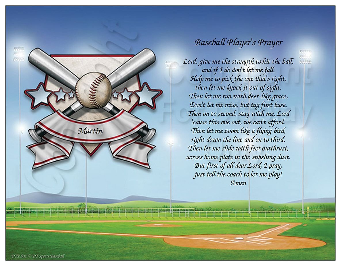 Baseball Player's Prayer Personalized Baseball Field Art 11 x 8.5