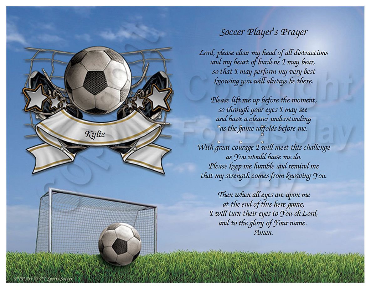 Soccer Player's Prayer Personalized Football Field Art 11 x 8.5