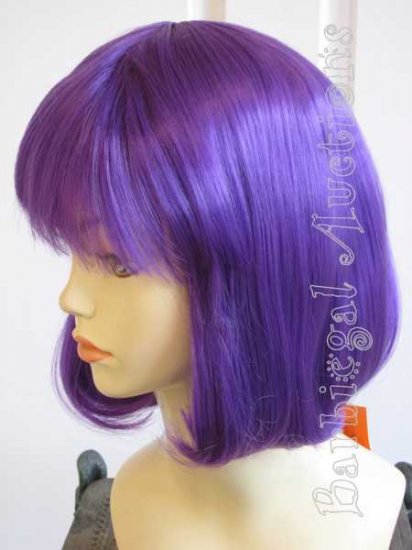 Short Dark Purple China Doll Wig w/ Bangs - Anime Cosplay Costume